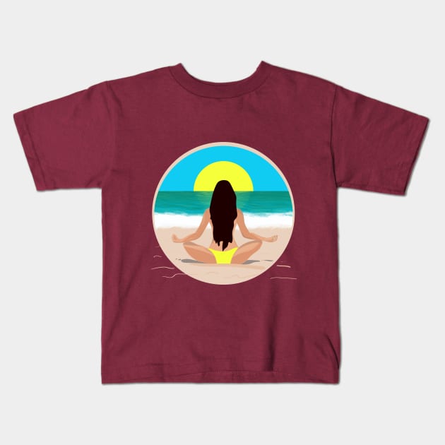 Med Womanwoman meditating Kids T-Shirt by Quileos